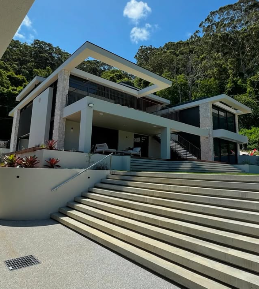 Hillside home completed by a builder developer